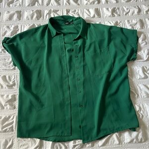 SHEIN Green Button Down Shirt